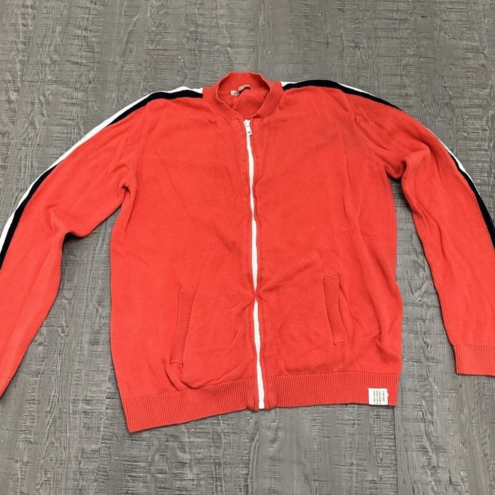 Vintage Bonpoint Child zip up sweater Type B67 Red With blue and white stripe 14